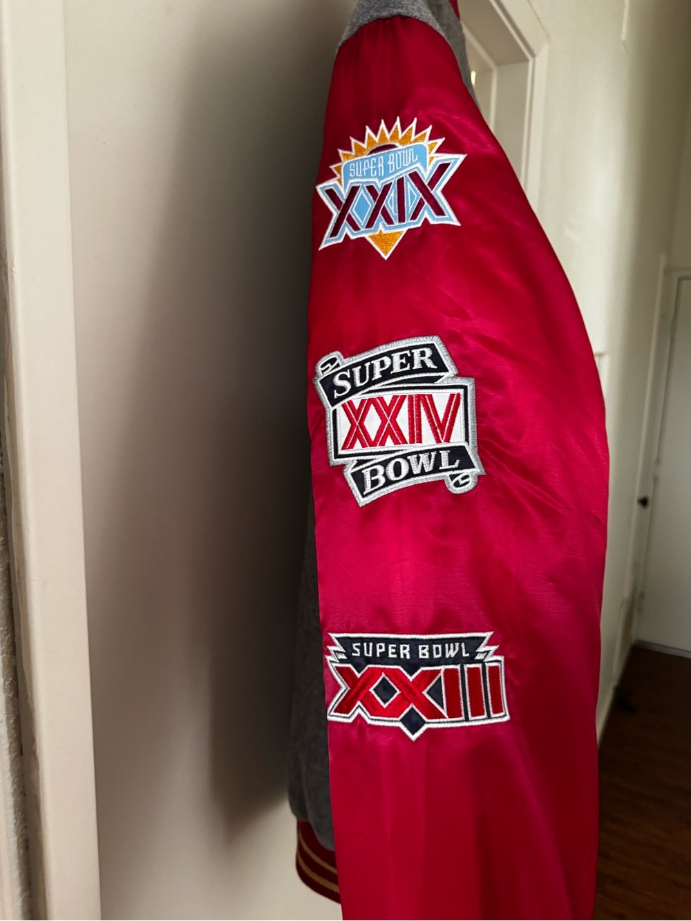 NFL San Francisco 49ers Gray & Red Letterman Jacket - Picture 4 of 6